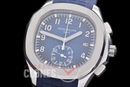 0 0 0 0 0 PPAQC-5968-003 3KF Aquanaut Chronograph 5968 SS/RU Blue Asian Clone CH 28‑520 C/522 