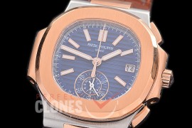 0 0 0 0 0 PP-5980-013L PPF Nautilus 5980 Chronograph SS/RG/LE Blue Sticks Asian Clone Calibre CH28-520 C