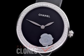 0 0 CHMPR-012 TTF Mademoiselle Prive Ladies Black SS/Diam/ST Black Swiss Quartz 