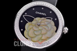 0 0 CHMPR-018 TTF Mademoiselle Prive Ladies Black SS/Diam/ST Black Swiss Quartz 