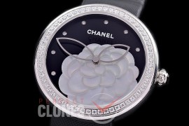 0 0 CHMPR-017 TTF Mademoiselle Prive Ladies Black SS/Diam/ST Black Swiss Quartz 