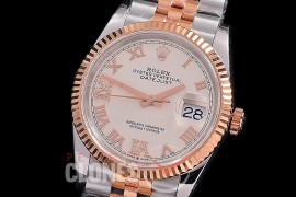 R36DJTR-3235-126 GMF 126231 SS/RG Fluted/Jubilee Silver Roman SH 3235 904L Steel 