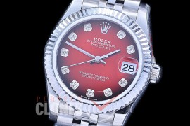 R31DJS-115 GMF 904 Steel Datejust Midsize 278274 SS/SS Fluted/Jubilee Burnt Red Diamonds Asian Clone 2824