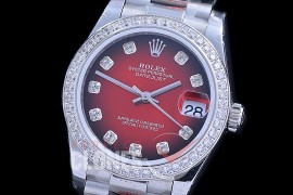R31DJS-195D GMF 904 Steel Datejust Midsize 278274 SS/SS Fluted/President/Diam Red Ombre Diamonds Asian Clone 2824