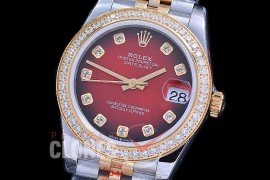 R31DJT-116D GMF 904 Steel Datejust Midsize 278383 SS/YG Diam/Jubilee Red Ombre Diamonds Asian Clone 2824