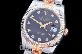 R36DJT-116233-102 BPF Datejust Men 116233 SS/YG Fluted/Jubilee Black Diamonds VR 3135 - 18K Wrapped Gold Special Offer !! 