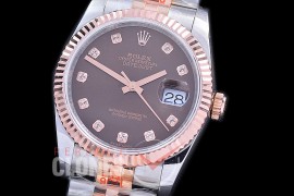 R36DJTR-116231-106 BPF Datejust Men 116231 SS/RG Fluted/Jubilee Brown Diamonds VR 3135 - 18K Wrapped Gold Special Offer !! 