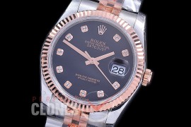 R36DJTR-116231-102 BPF Datejust Men 116231 SS/RG Fluted/Jubilee Black Diamonds VR 3135 - 18K Wrapped Gold Special Offer !! 