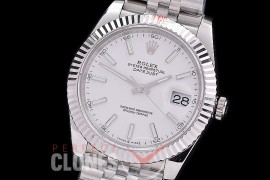 0 0 0 0 0 R41DJS-3235-401 QF 904L Steel Datejust 41mm 126334 SS/SS Fluted/Jubilee White Sticks SH 3235 