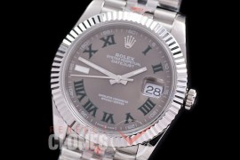 0 0 0 0 0 R41DJS-3235-428 QF 904L Steel Datejust 41mm 126334 SS/SS Fluted/Jubilee Dark Rhodium Grey Roman SH 3235 