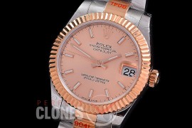 R31DJTR-155 GMF 904 Steel Datejust Midsize 278271 SS/RG Fluted/Oyster Rose Gold Sticks Asian Clone 2824