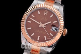 R31DJTR-156 GMF 904 Steel Datejust Midsize 278271 SS/RG Fluted/Oyster Brown Sticks Asian Clone 2824