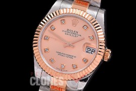 R31DJTR-165 GMF 904 Steel Datejust Midsize 278271 SS/RG Fluted/Oyster Rose Gold Diamonds Asian Clone 2824