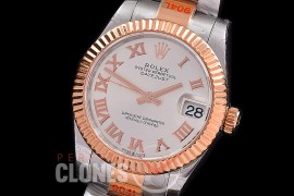 R31DJTR-191 GMF 904 Steel Datejust Midsize 278271 SS/RG Fluted/Oyster Silver Roman Asian Clone 2824