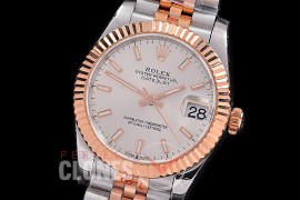 R31DJTR-100 GMF 904 Steel Datejust Midsize 278271 SS/RG Fluted/Jubilee Silver Sticks Asian Clone 2824