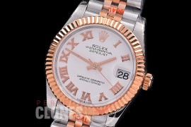 R31DJTR-141 GMF 904 Steel Datejust Midsize 278271 SS/RG Fluted/Jubilee Silver Roman Asian Clone 2824