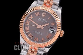 R31DJTR-143 GMF 904 Steel Datejust Midsize 278271 SS/RG Fluted/Jubilee Dark Rhodium Grey Roman Asian Clone 2824