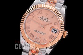 R31DJTR-128 GMF 904 Steel Datejust Midsize 278271 SS/RG Fluted/Jubilee Rose Gold Roman-Diamonds Asian Clone 2824