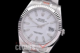 0 0 0 0 0 R41DJS-3235-501 WFF 904L Steel Datejust 41mm 126334 SS/SS Fluted/Oyster White Sticks SH 3235