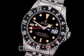 0 0 0 0 0 RLGV00704J-B ANF/OXF Vintage GMT Master 1675 Black Glit Dial, Black Bez Jubilee Asian 2836
