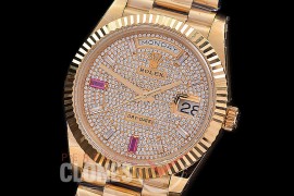 R40DDF00408 228348RBR YG/YG Fluted Bez Gold Glazier/Ruby Asian Clone 2836