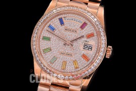 R40DDF00409 228348RBR YG/YG Fluted Bez Gold Rainbow Glazier/Ruby Asian Clone 2836