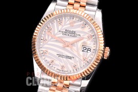 R36DJTR-519 BP Datejust 36 126231 SS/RG Fluted/Jubilee 2021 Silver Palm Diamonds A-2824