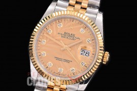 R36DJT-519 BP Datejust 36 126233 SS/YG Fluted/Jubilee 2021 Gold Palm Diamonds A-2824