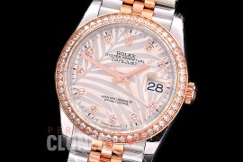 R36DJTR-519Y BP Datejust 36 126231 SS/RG Fluted/Jubilee 2021 Silver Palm Diamonds A-2824