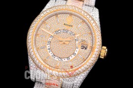 0 0 0 RSKDT00158 904L Steel 326933 SkyDweller Full Diamond Crested SS/YG Diamond Paved Sticks SA 9001 