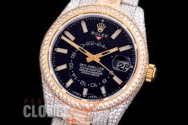 0 0 0 RSKDT00152 904L Steel 326933 SkyDweller Full Diamond Crested SS/YG Black Sticks SA 9001