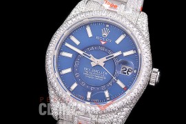 0 0 0 RSKDS00153 904L Steel 326934 SkyDweller Full Diamond Crested SS/SS Blue Sticks SA 9001 