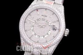 0 0 0 RSKDS00158 904L Steel 326934 SkyDweller Full Diamond Crested SS/SS Diamond Paved Sticks SA 9001 