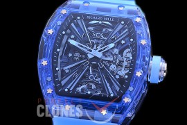 0 0 0 0 0 0 0 RM012-01-002B RM012-01 Sapphire Tourbillon Blue Sapphire/RU Black Skeleton Asian Seagull Tourbillon 