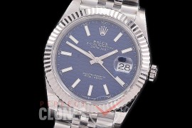 R41DJS-3235-108 BP 126334 Datejust 41mm SS/SS Fluted/Jubilee Blue Fluted Sticks VR 3235 