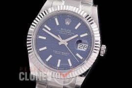 R41DJS-3235-158 BP 126334 Datejust 41mm SS/SS Fluted/Oyster Blue Fluted Sticks VR 3235 