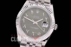 R41DJS-3235-146 BP 126334 Datejust 41mm SS/SS Fluted/Jubilee Olive Green Arabic VR 3235 