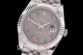 0 0 0 0 0 R41DJS-3235-249 GMF 904L Steel Datejust 41mm 126334 SS/SS Fluted/Jubilee Dark Rhodum Grey Green Arabic Numeral VR 3235 