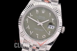 0 0 0 0 0 R41DJS-3235-246 GMF 904L Steel Datejust 41mm 126334 SS/SS Fluted/Jubilee Olive Green Arabic Numeral VR 3235 