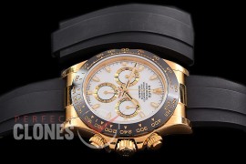 0 0 0 RLDF-4130-851R QF V3 904L Steel Daytona 116518LN YG/CER/RU White Sticks 4130 Superclone - 72 Hours Power Reserve Movement 