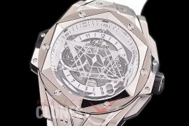 HB-SB2-101 BBF Big Bang Sang Bleu II 45mm Chronograph TI/RU White A-7750 Modified