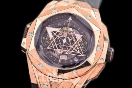 HB-SB2-112 BBF Big Bang Sang Bleu II 45mm Chronograph RG/RU Black A-7750 Modified 