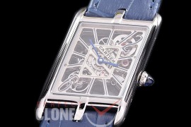 CARTSY-101 TWF Cartier Tank Asymétrique SS/LE Skeleton Swiss Ronda Quartz 