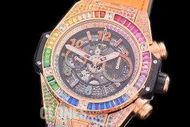 0 0 0 0 0 HB45-118D2 ZF Big Bang Unico Rainbow Bling RG/Diam/RU Black Skeleton A-7750