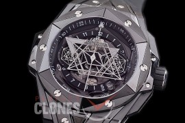 HB-SB2-122 BBF Big Bang Sang Bleu II 45mm Chronograph CER/RU Black A-7750 Modified