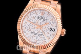 R31DJR-331 Datejust Midsize 278285 RG/RG Fluted/President Silver Flora Diam Asian Clone 2824 