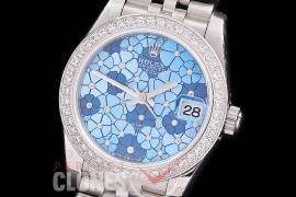 R31DJS-484J Datejust Midsize 278284RBR SS/SS Diam/Jubilee Blue Flora Diam Asian Clone 2824 