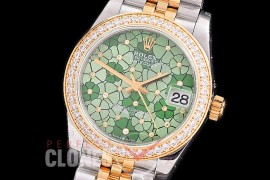 R31DJT-486J Datejust Midsize 278283RBR SS/YG Diam/Jubilee Green Flora Diam Asian Clone 2824 