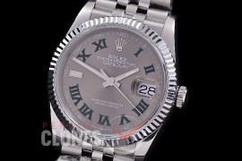 R36DJS-3235-136 GMF 126234 SS/SS Fluted/Jubilee Dark Rhodium Roman SH 3235 904L Steel 