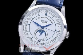 PP-5396-020L PPF Complications 5396 Annual Calender SS/LE White Miyota 9100 Mod to Calibre 324